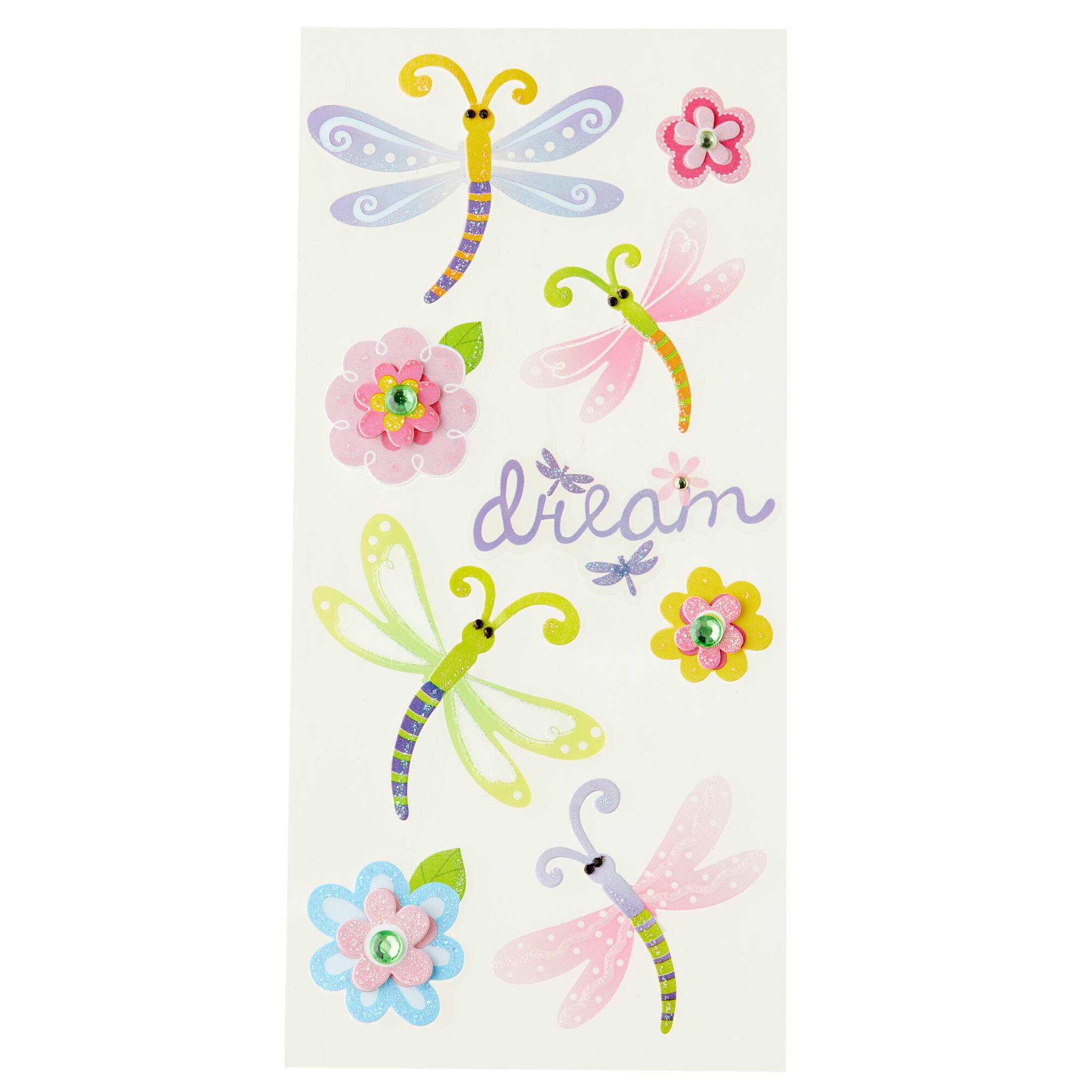 12 Pack: Dimensional Dragonflies Stickers by Recollections™